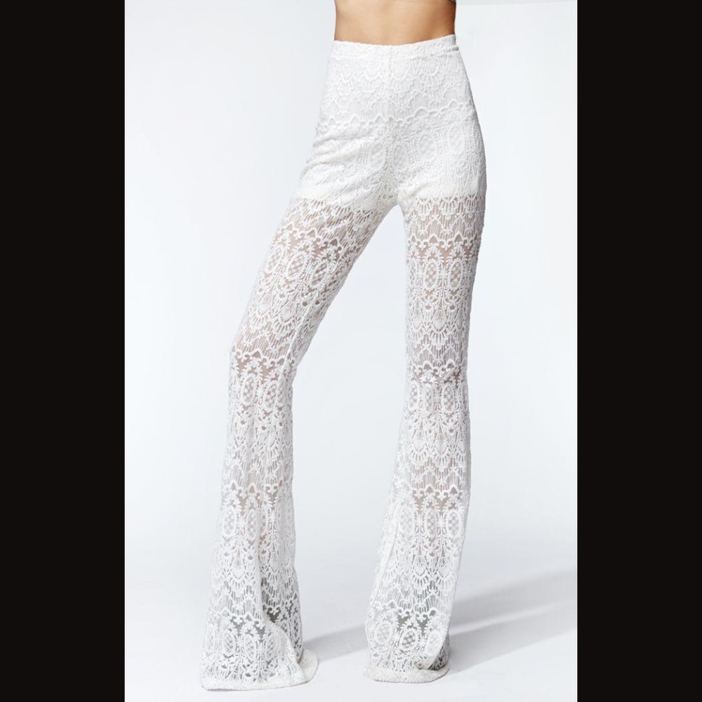 Kendall & Kylie Lace Bell Bottom Pants High Rise